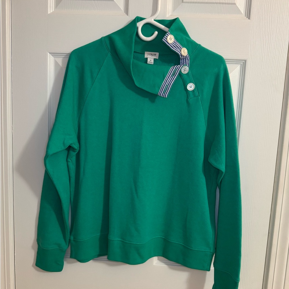 J. Crew Green Cowl Neck Sweater with Button Accents